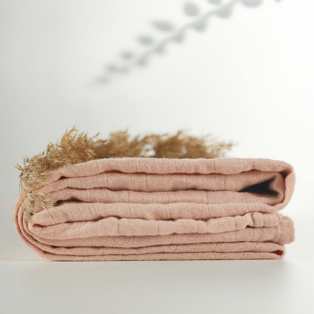 Muselina multifunctionala din bumbac organic 120x120 cm Onino Hug.me Sandy rose - 4