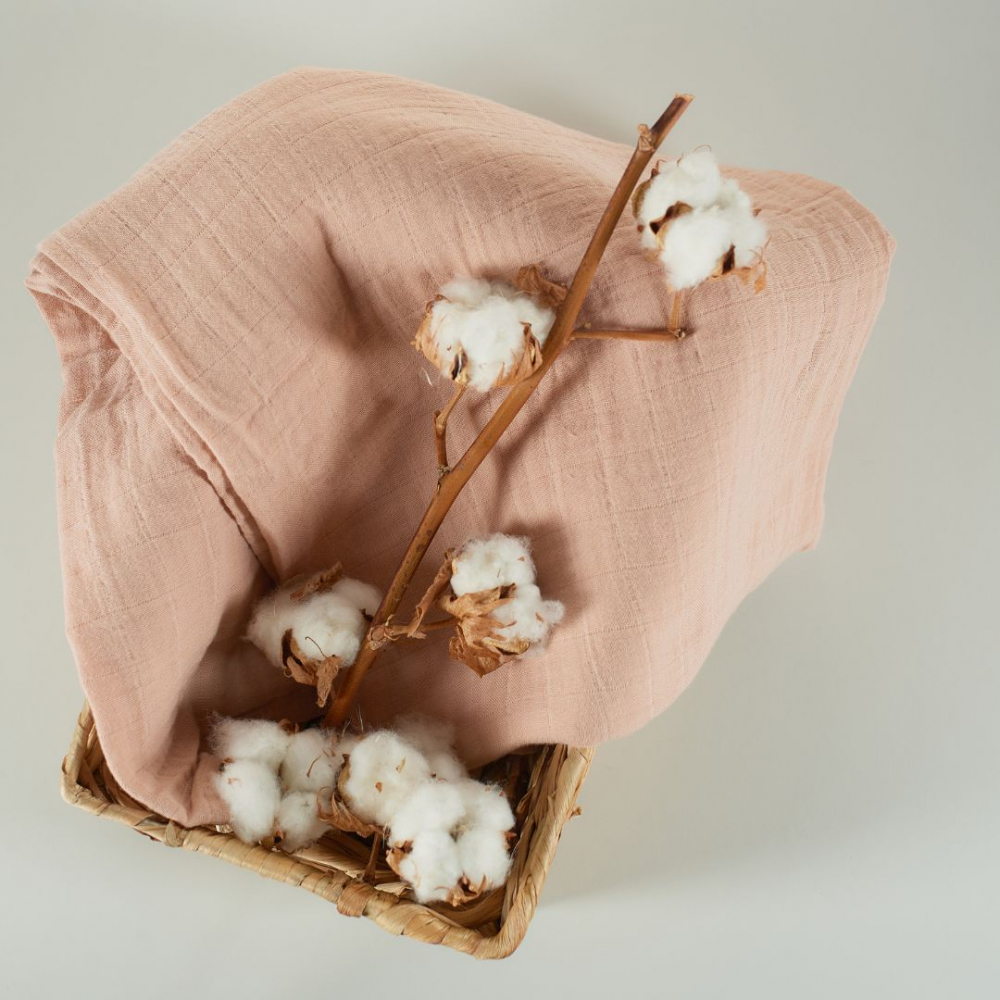 Muselina multifunctionala din bumbac organic 120x120 cm Onino Hug.me Sandy rose - 6