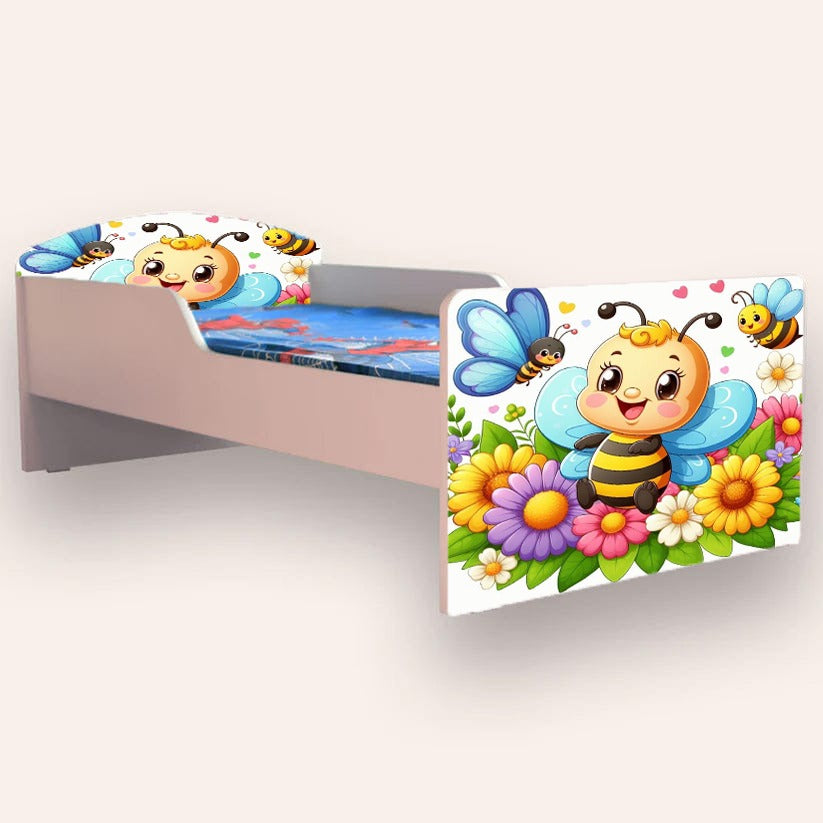 Pat pentru copii Albinuta, cu saltea, 2-6 ani, 130x60 cm - 1