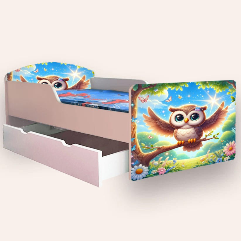 Pat pentru copii Bufnita, cu sertar, 2-8 ani, 140x70 cm - 1