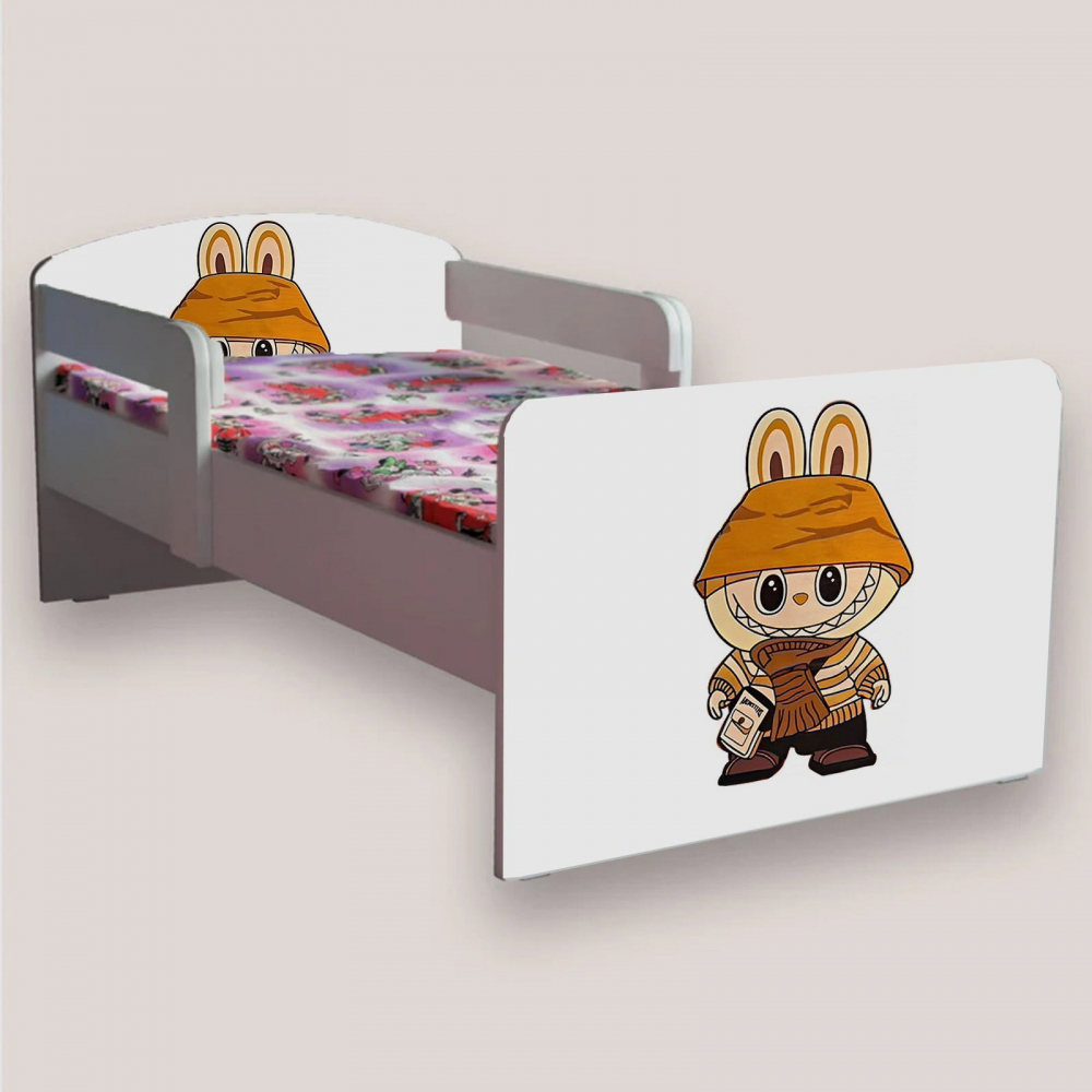 Pat pentru copii Labubu, cu manere, 2-6 ani, 130x60 cm - 1