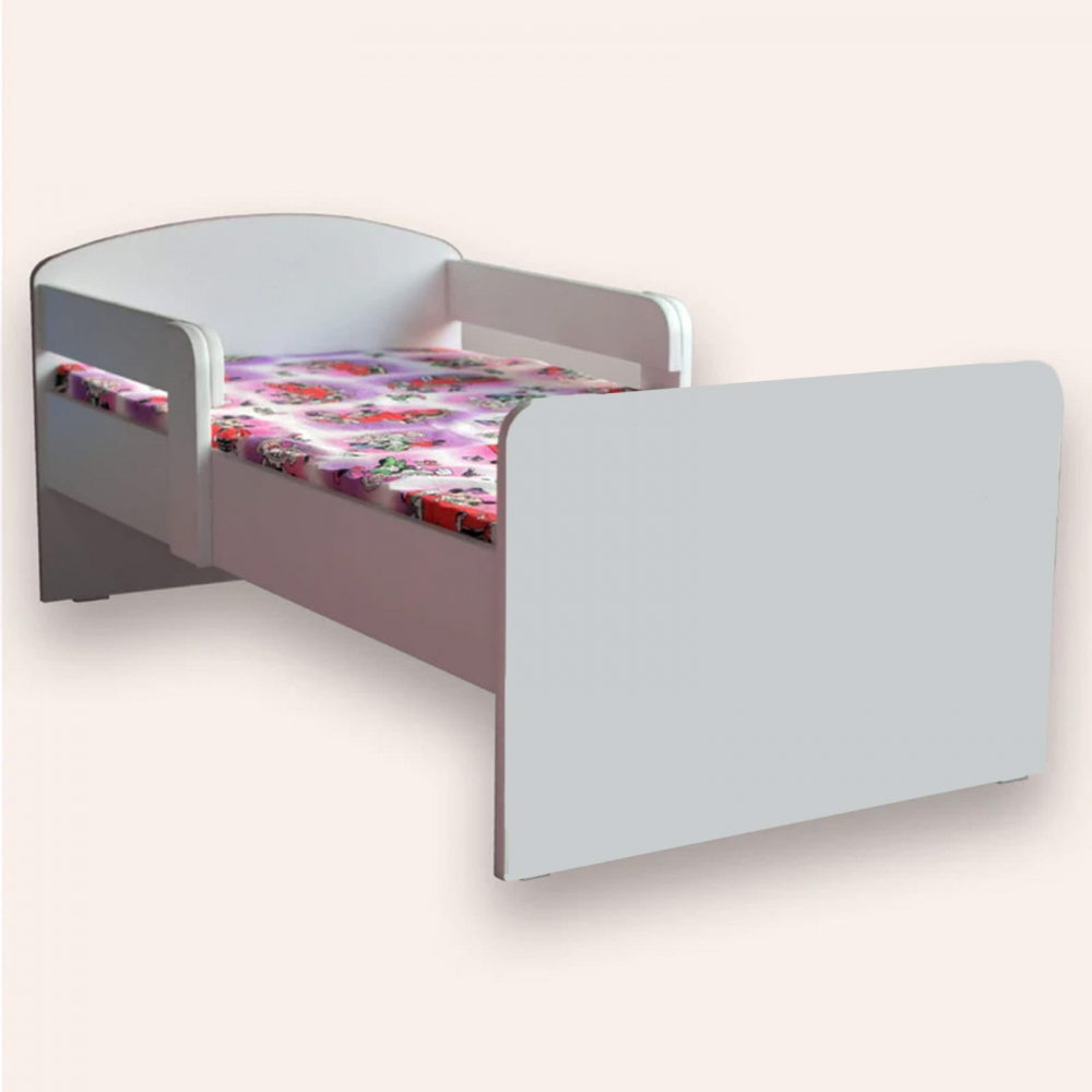 Pat pentru copii alb cu manere si saltea, 2-12 ani, 160x80 cm - 1