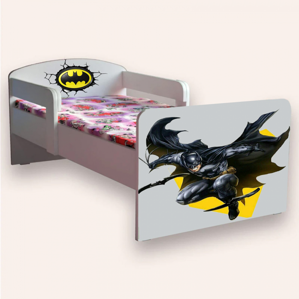 Pat pentru copii Batman, cu manere, 2-6 ani, 130x60 cm - 1