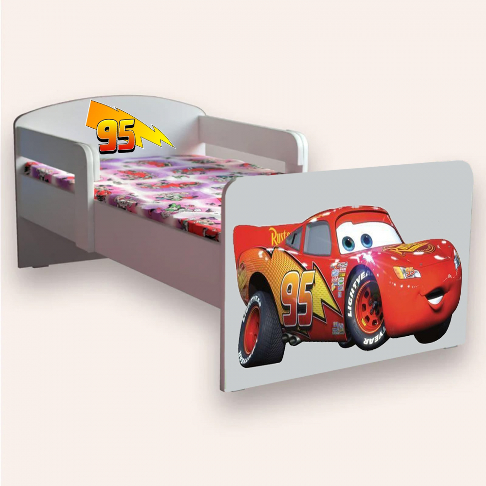 Pat pentru copii Fulger Mcqueen, cu manere, 2-6 ani, 130x60 cm - 1