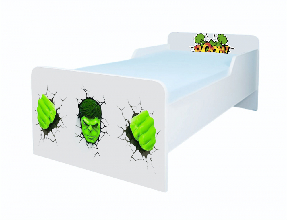 Pat pentru copii Hulk, 2-6 ani, 130x60 cm - 1