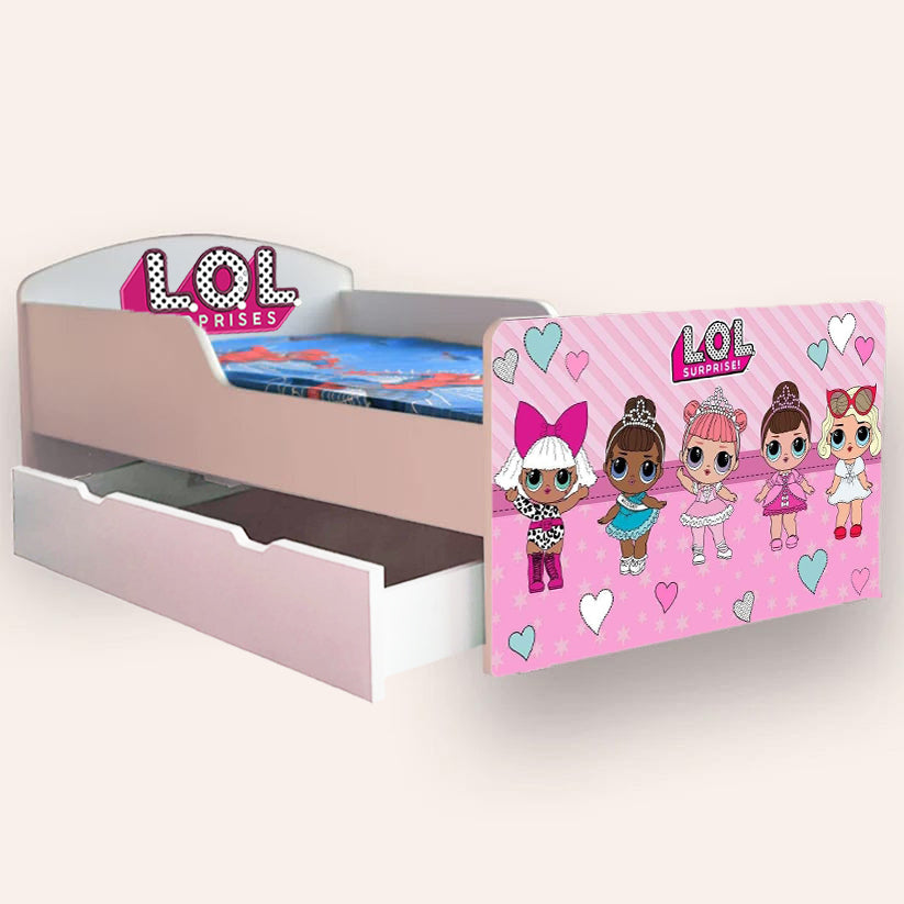Pat pentru copii LOL Surprise, cu sertar, 2-6 ani, 130x60 cm - 1