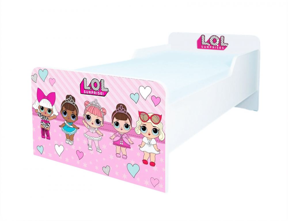 Pat pentru copii LOL Surprise, cu saltea, 2-6 ani, 130x60 cm - 1