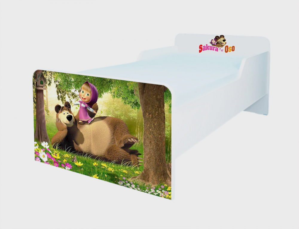 Pat pentru copii Masha si ursul, 2-6 ani, 130x60 cm - 1