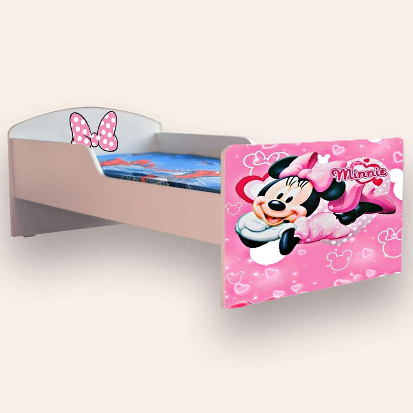 Pat pentru copii Minnie Mouse, cu saltea, 2-6 ani, 130x60 cm - 1