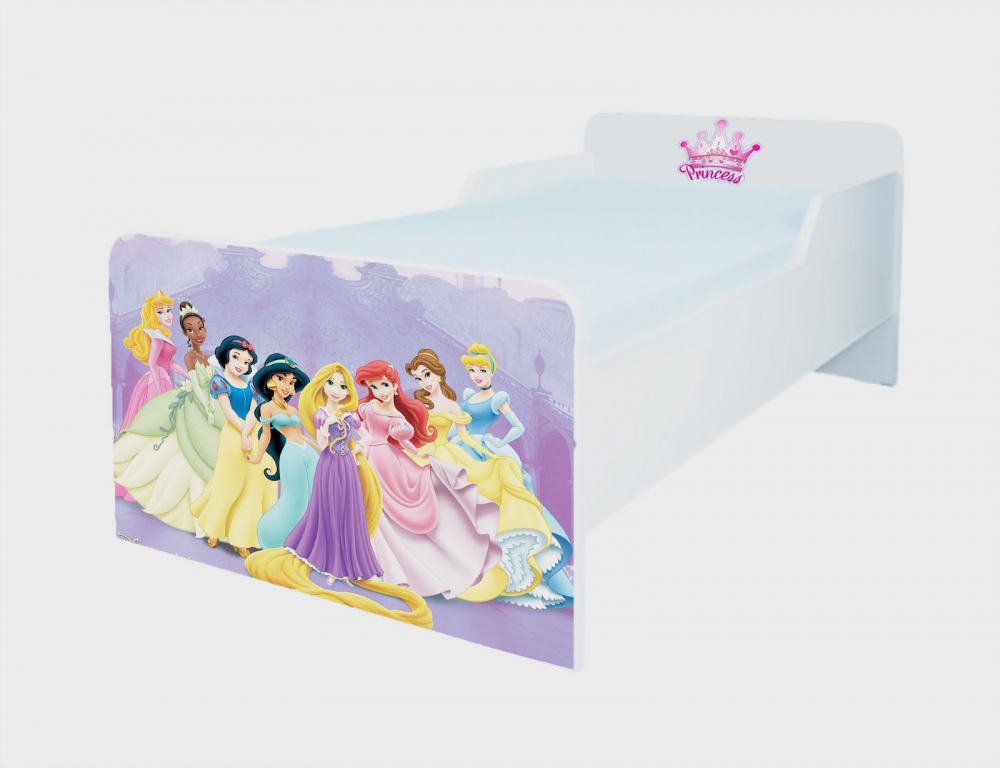 Pat pentru copii Printese, cu saltea, 2-6 ani, 130x60 cm - 1