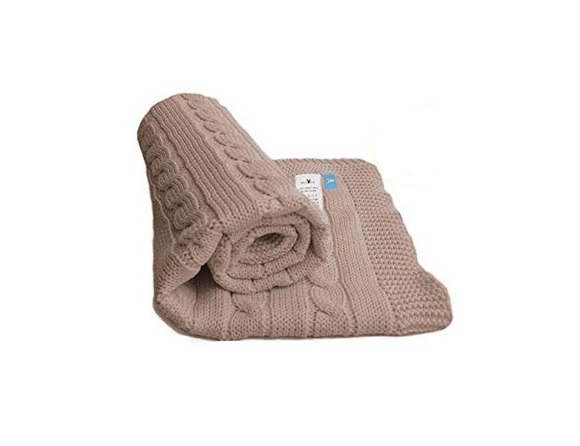 Patura tricotata din bumbac organic Fillikid Noa Taupe 70x90 cm - 2