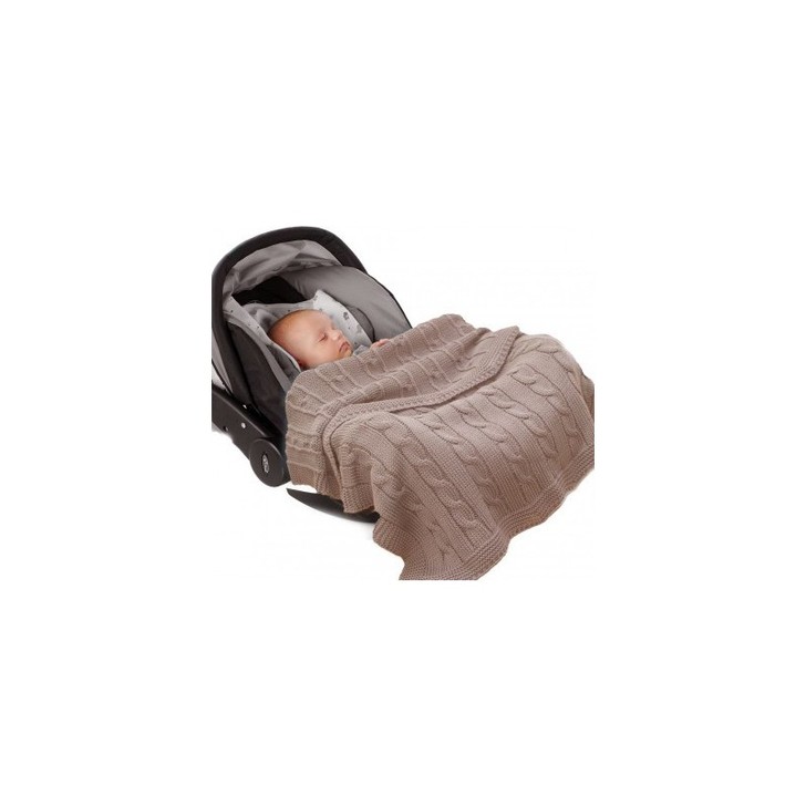 Patura tricotata din bumbac organic Fillikid Noa Taupe 70x90 cm - 1