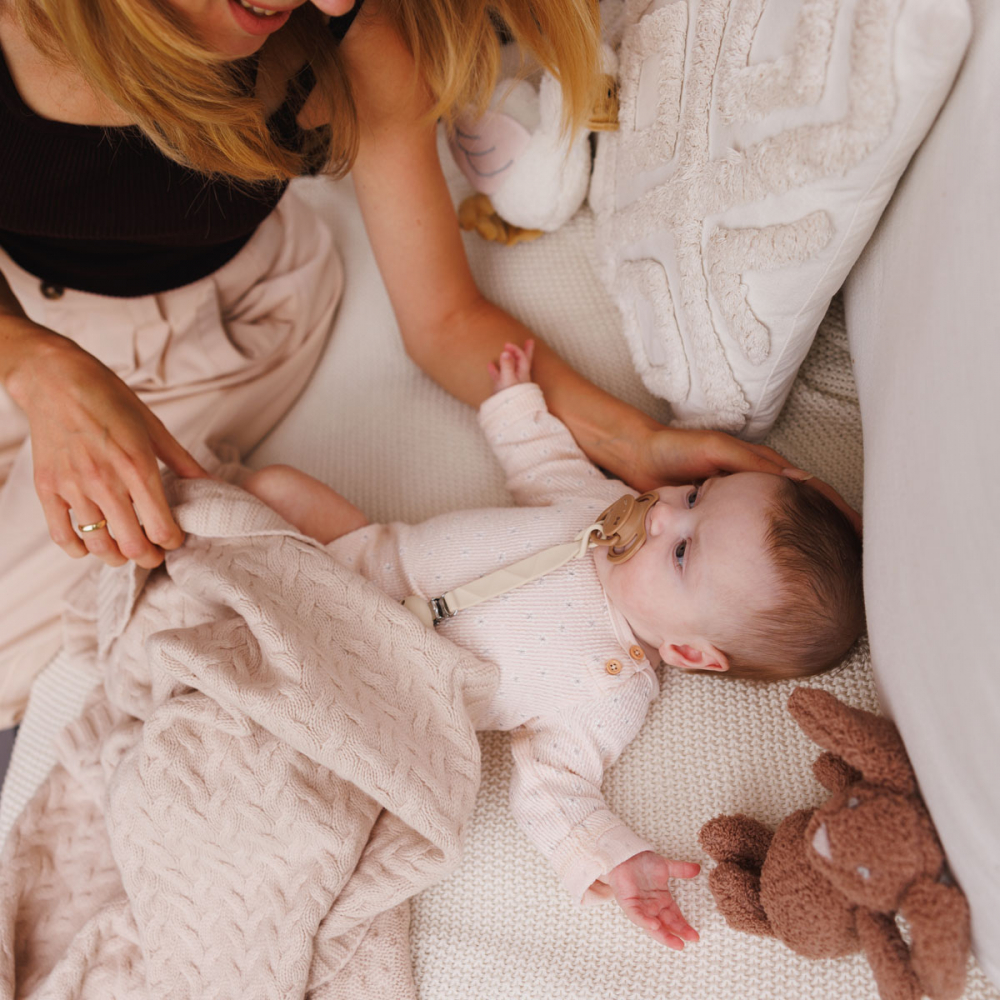 Paturica pentru copii Babyono Bej din lana merinos - 5