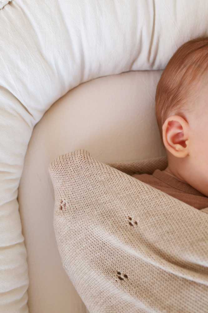 Paturica tricotata BabyLy din lana merino gri - 3