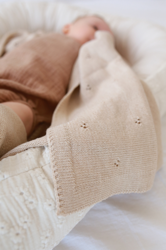 Paturica tricotata BabyLy din lana merino gri - 4