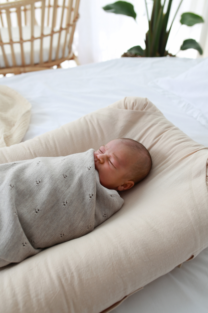 Paturica tricotata BabyLy din lana merino gri - 5