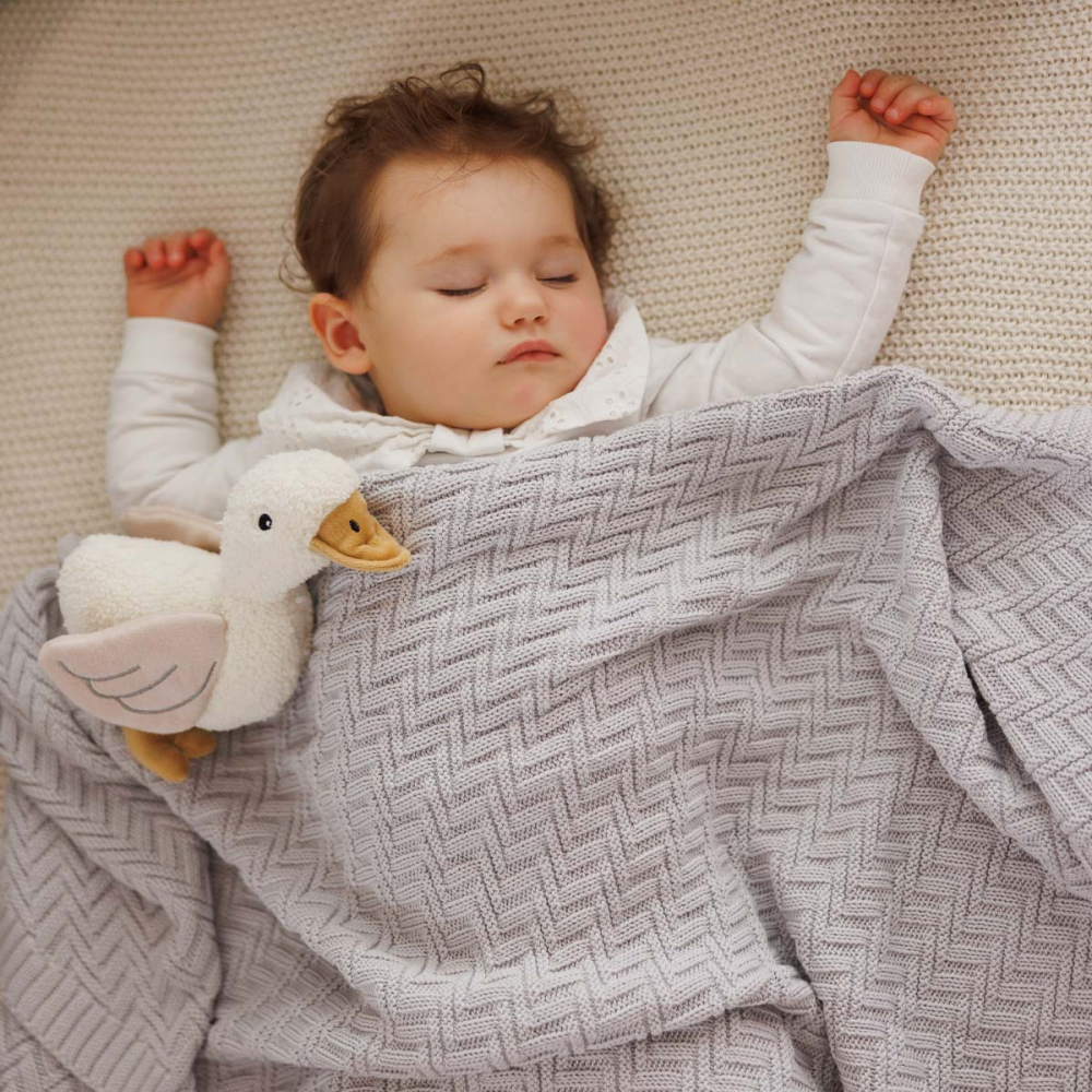 Paturica pentru copii Babyono Gri tricotata din bumbac organic 100x75 cm - 3