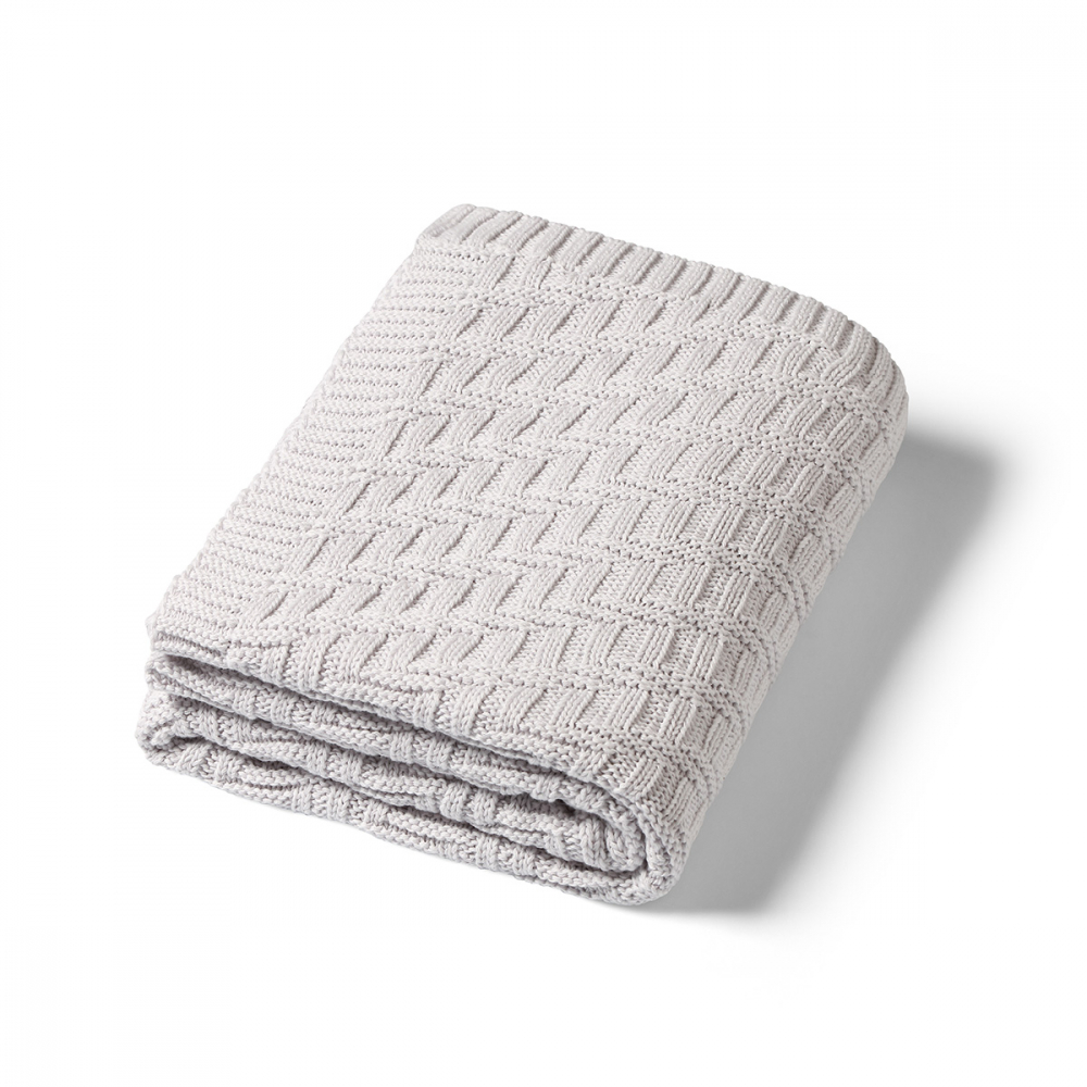 Paturica pentru copii Babyono Gri tricotata din bumbac organic 100x75 cm - 7