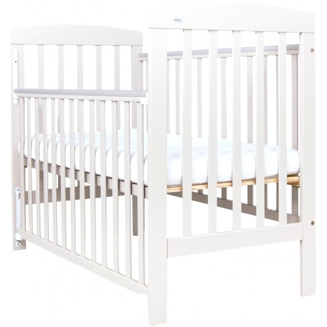 Patut bebe Olek alb din lemn masiv, inaltime reglabila a saltelei, sertar inclus - 1