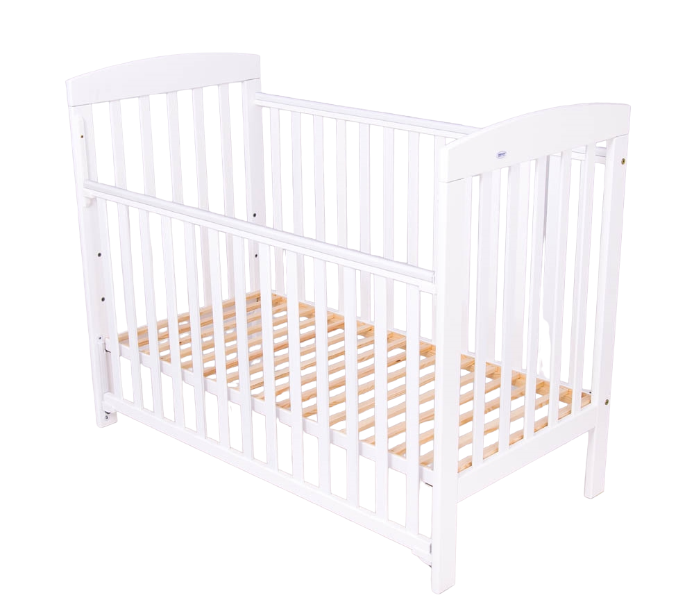 Patut bebe Olek alb din lemn masiv, inaltime reglabila a saltelei, sertar inclus - 2