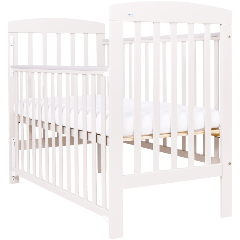 Patut bebe Olek alb din lemn masiv, inaltime reglabila a saltelei, sertar inclus - 3