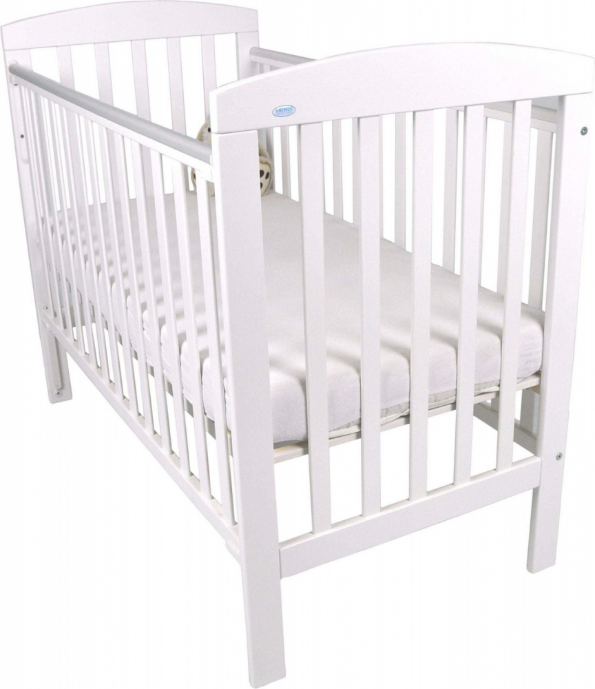 Patut bebe Olek alb din lemn masiv, inaltime reglabila a saltelei, sertar inclus - 4