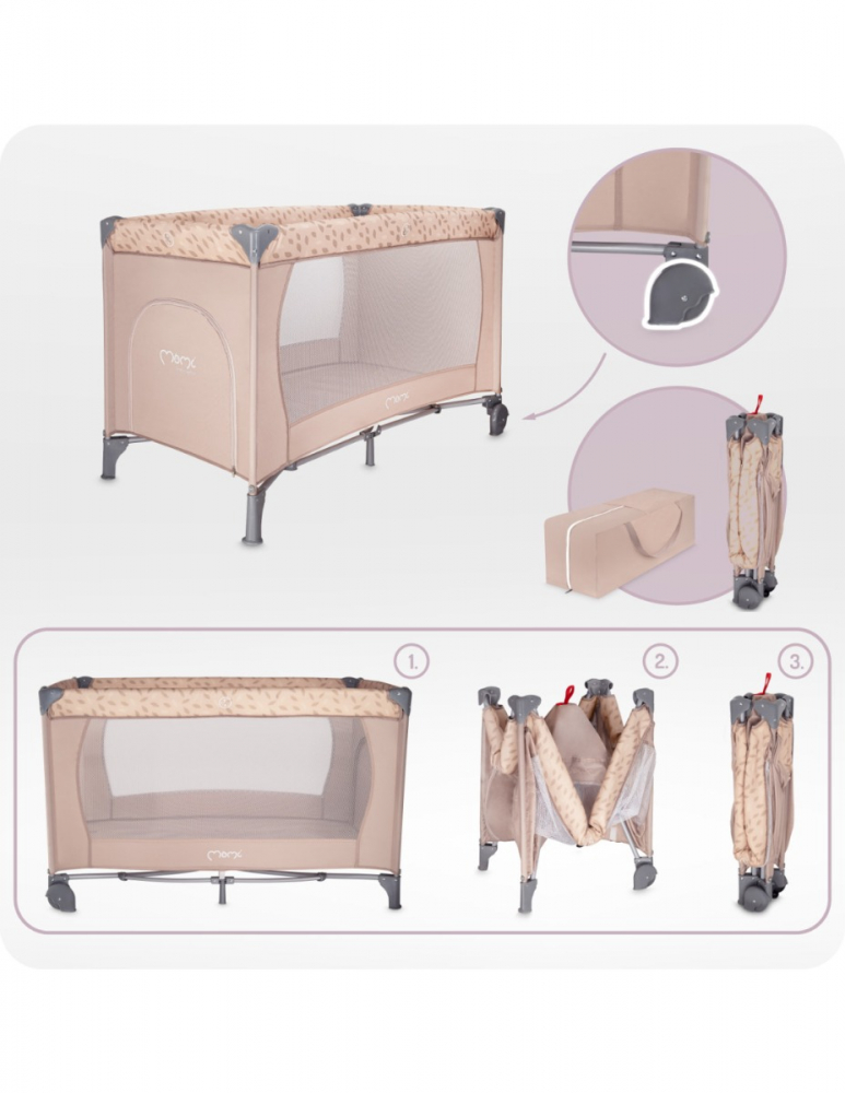 Patut pliabil pentru copii Momi Belove Beige 60x120 cm - 2