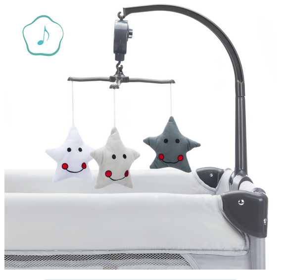 Patut pliabil pentru copii Fillikid Capri Grey cu saltea de infasat, organizator, carusel muzical, intrare laterala cu fermoar - 7