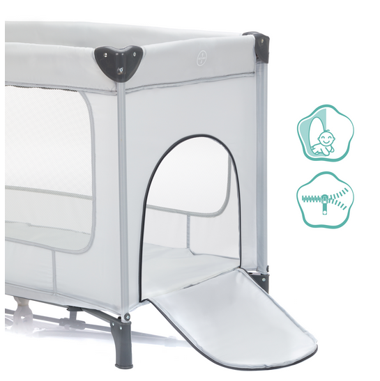 Patut pliabil pentru copii Fillikid Capri Grey cu saltea de infasat, organizator, carusel muzical, intrare laterala cu fermoar - 10