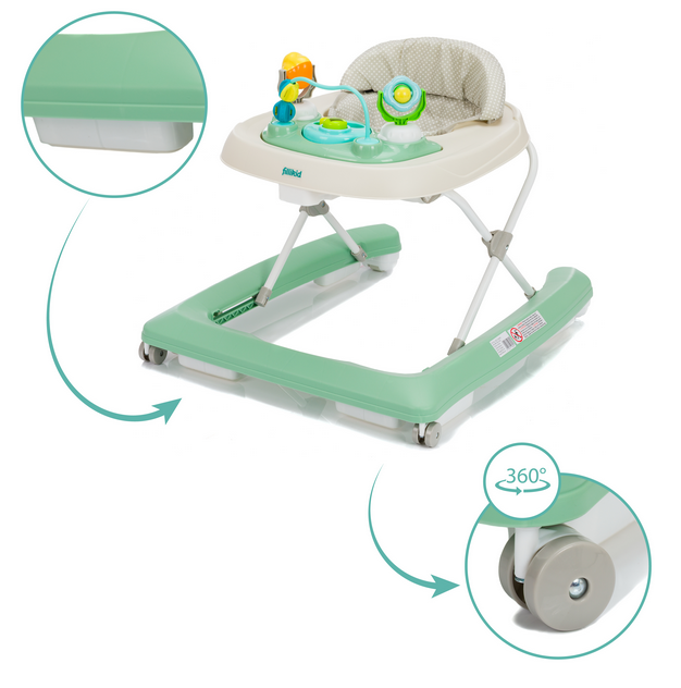 Premergator pentru copii Fillikid Green cu jucarie, opritor de siguranta, reglabil pe incaltime si pliabil - 4