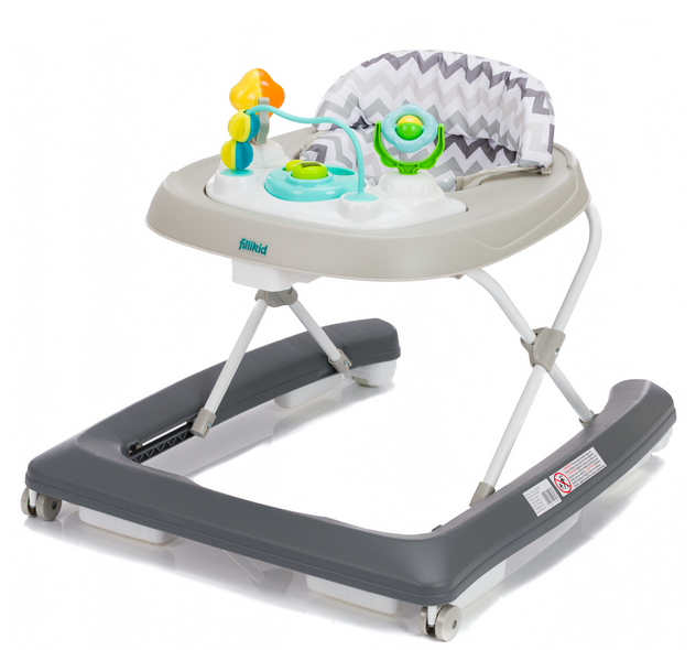 Premergator pentru copii Fillikid Grey cu jucarie, opritor de siguranta, reglabil pe incaltime si pliabil - 7