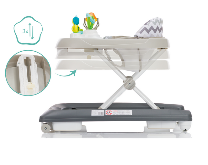 Premergator pentru copii Fillikid Grey cu jucarie, opritor de siguranta, reglabil pe incaltime si pliabil - 3