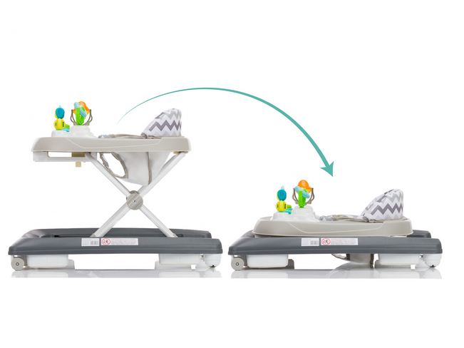 Premergator pentru copii Fillikid Grey cu jucarie, opritor de siguranta, reglabil pe incaltime si pliabil - 6