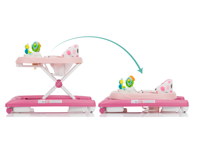 Premergator pentru copii Fillikid Pink cu jucarie, opritor de siguranta, reglabil pe incaltime si pliabil - 6