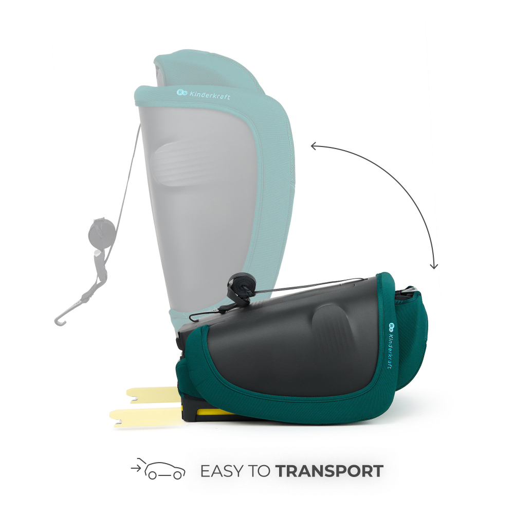 Scaun auto pentru copii Kinderkraft Fix2go Green, 76-150 cm, I-size, pliabil, prindere Top tether, spatar reglabil, SPS - 4
