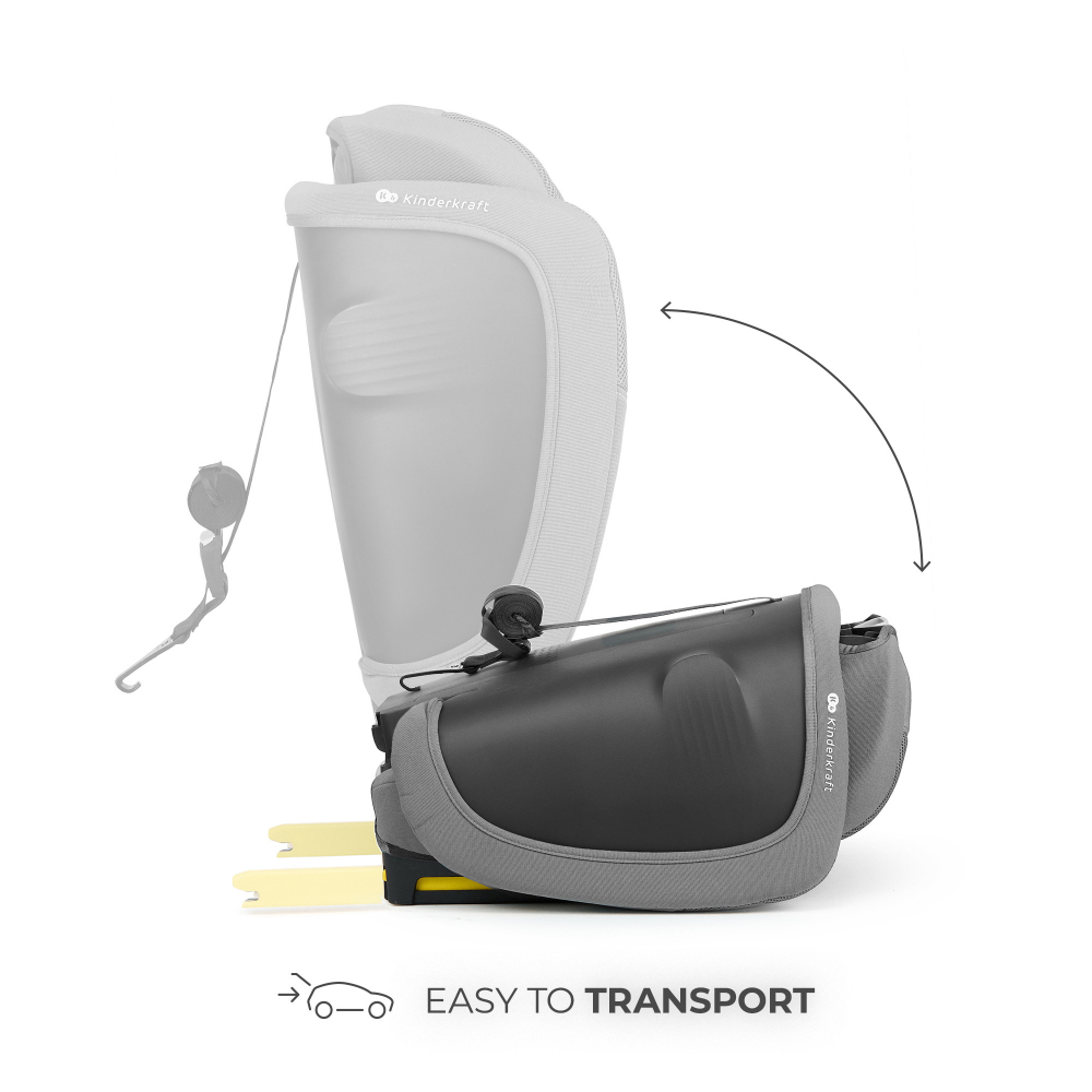 Scaun auto pentru copii Kinderkraft Fix2go Grey, 76-150 cm, I-size, pliabil, prindere Top tether, spatar reglabil, SPS - 3