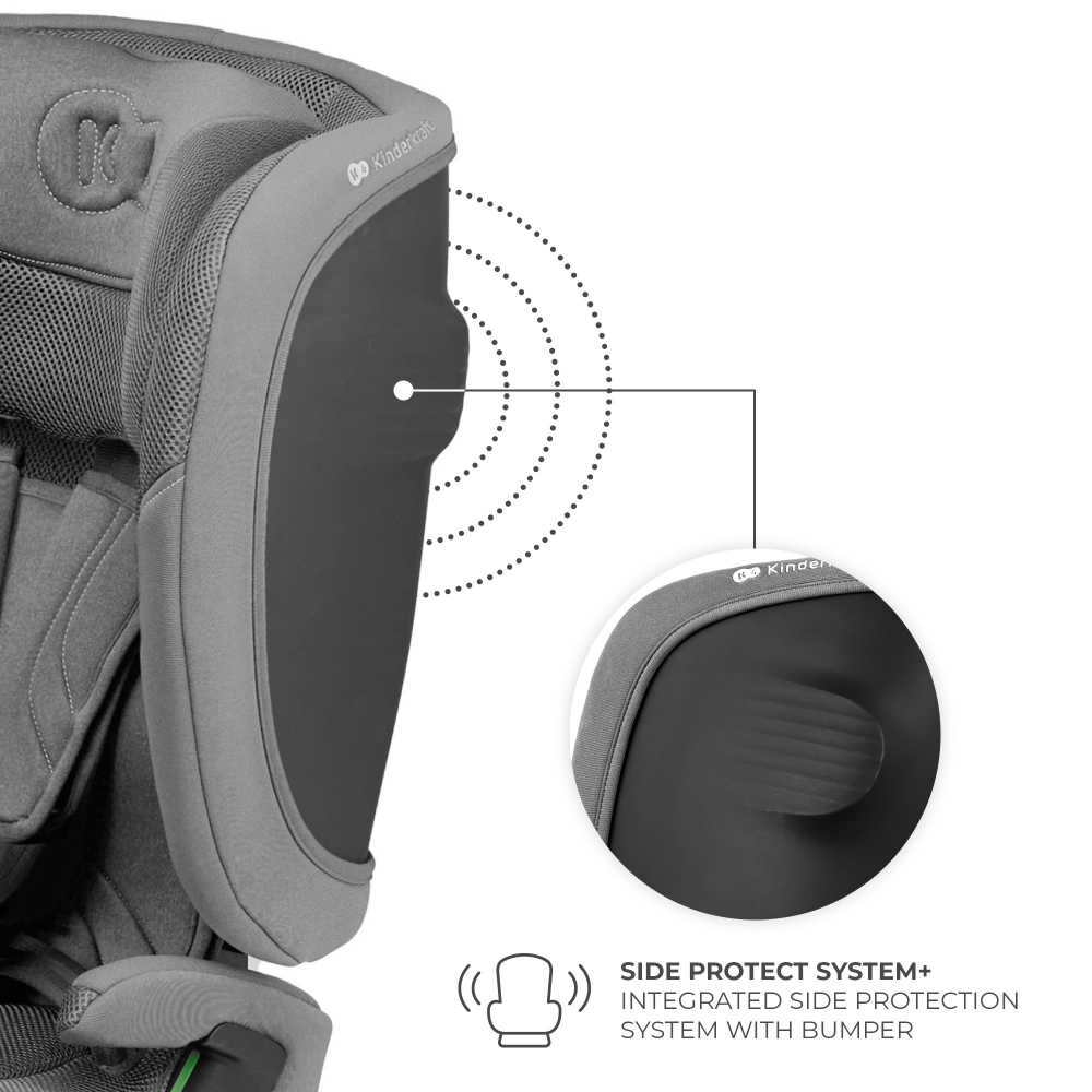 Scaun auto pentru copii Kinderkraft Fix2go Grey, 76-150 cm, I-size, pliabil, prindere Top tether, spatar reglabil, SPS - 6