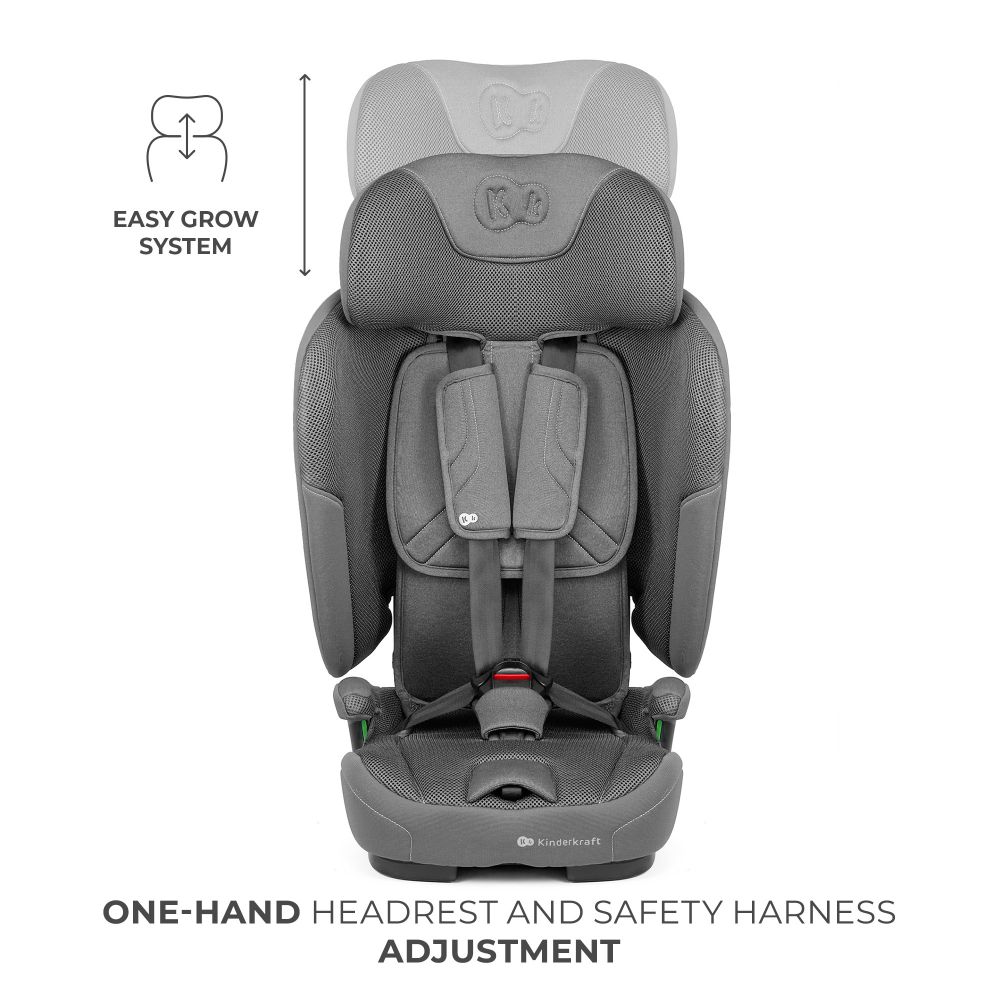 Scaun auto pentru copii Kinderkraft Fix2go Grey, 76-150 cm, I-size, pliabil, prindere Top tether, spatar reglabil, SPS - 7