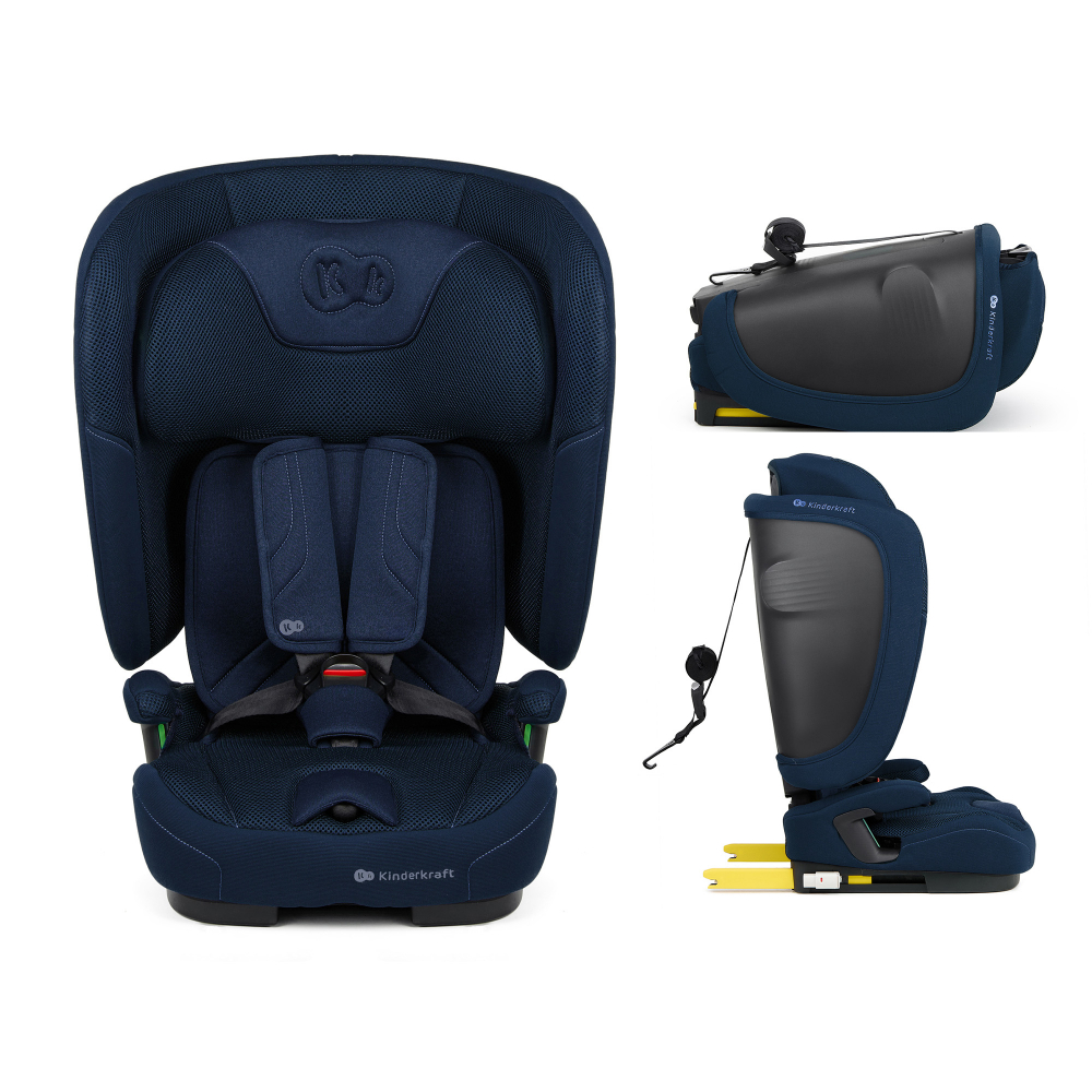 Scaun auto pentru copii Kinderkraft Fix2go Navy, 76-150 cm, I-size, pliabil, prindere Top tether, spatar reglabil, SPS - 5