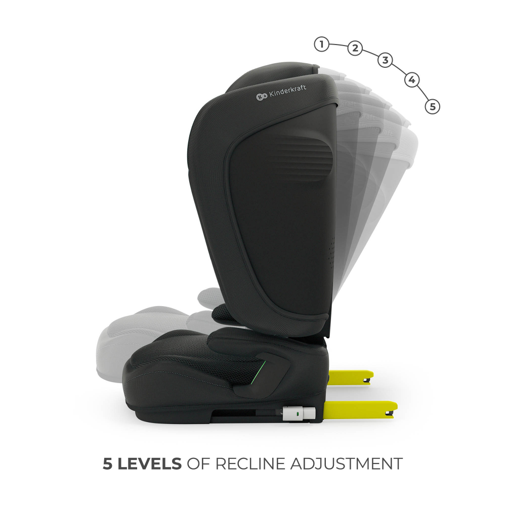 Scaun auto pentru copii Kinderkraft Unity2 Black 100-150 cm, pliabil, i-size, spatar reglabil, tetiera ajustabila - 1