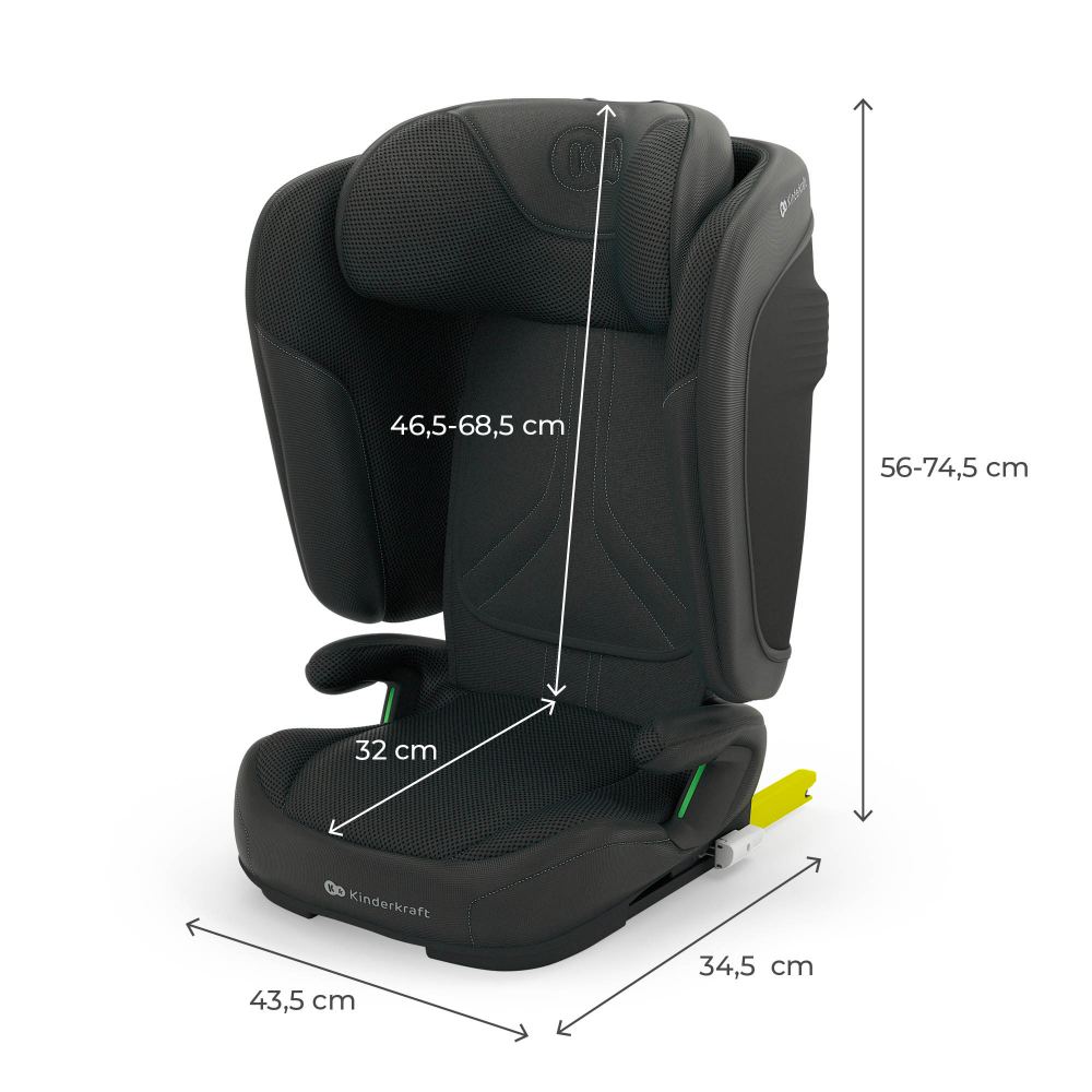 Scaun auto pentru copii Kinderkraft Unity2 Black 100-150 cm, pliabil, i-size, spatar reglabil, tetiera ajustabila - 7