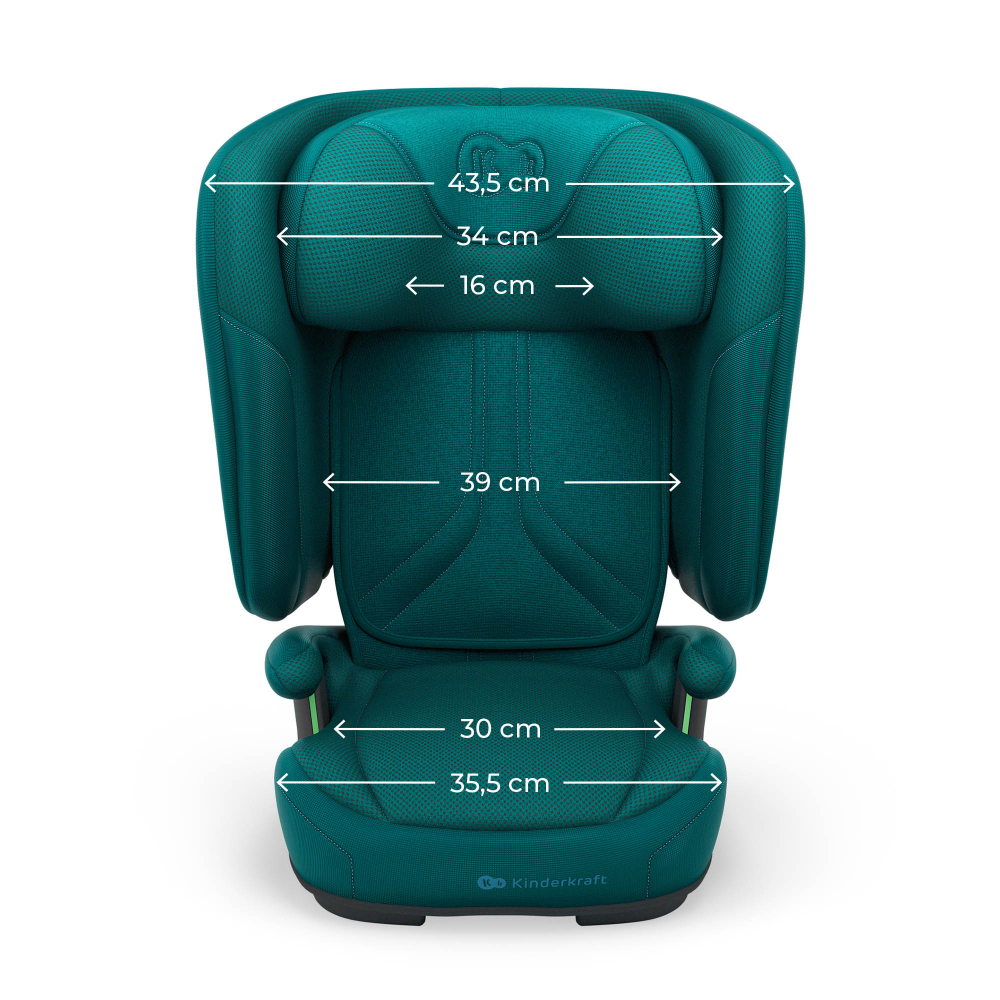 Scaun auto pentru copii Kinderkraft Unity2 Green 100-150 cm, pliabil, i-size, spatar reglabil, tetiera ajustabila - 8