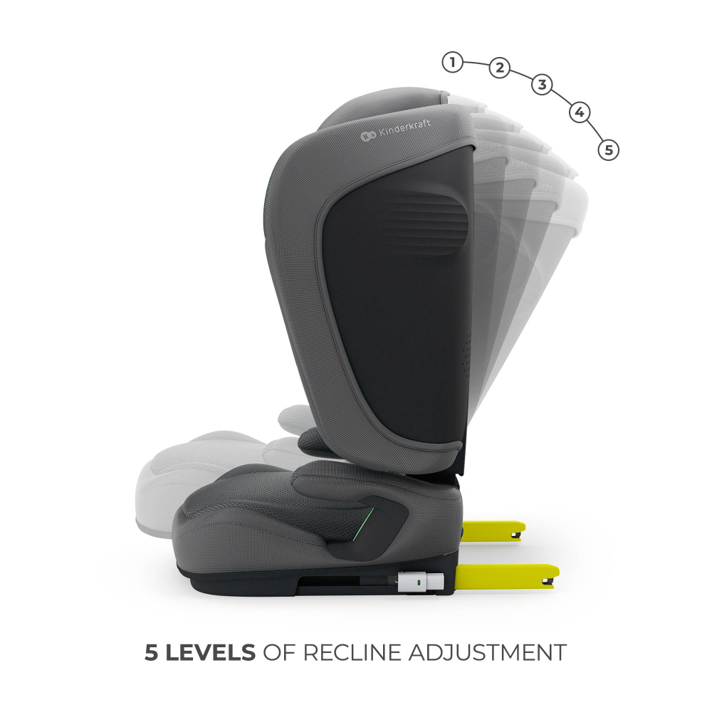 Scaun auto pentru copii Kinderkraft Unity2 Grey 100-150 cm, pliabil, i-size, spatar reglabil, tetiera ajustabila - 1