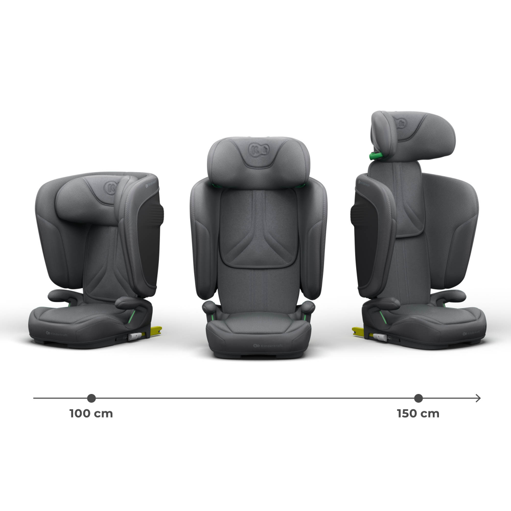 Scaun auto pentru copii Kinderkraft Unity2 Grey 100-150 cm, pliabil, i-size, spatar reglabil, tetiera ajustabila - 3