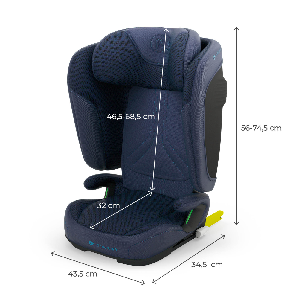 Scaun auto pentru copii Kinderkraft Unity2 Navy 100-150 cm, pliabil, i-size, spatar reglabil, tetiera ajustabila - 7
