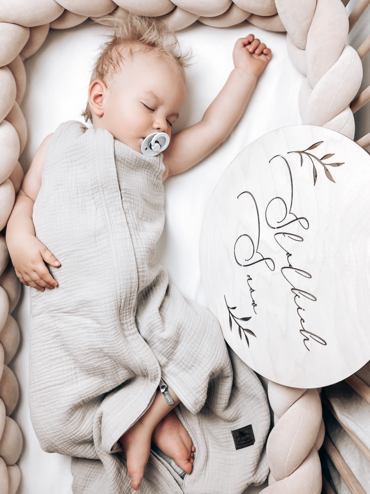 Sac de dormit din muselinabumbac cu 2 fete 4-24 luni M gri deschis Sleepee 1 Tog - 1