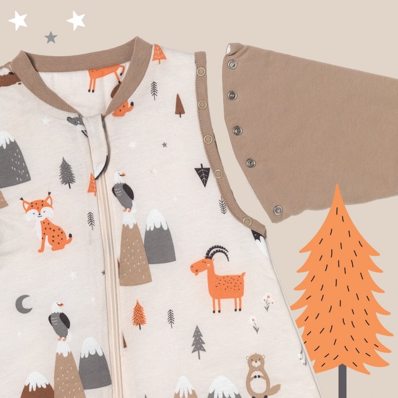 Sac de dormit cu maneca lunga detasabila Mountain Animals 80 cm 2.5 Tog