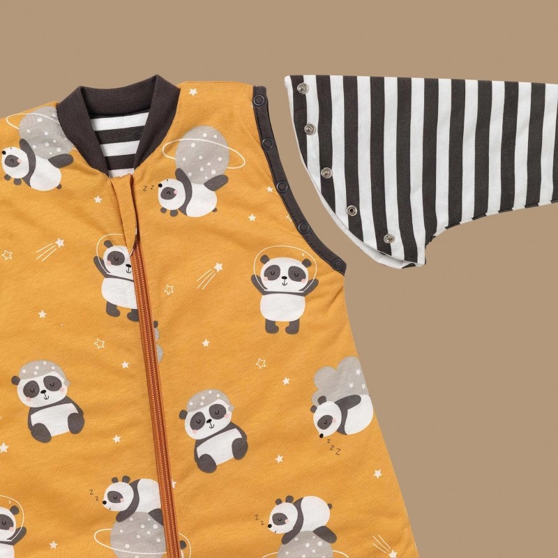 Sac de dormit cu picioruse si maneca lunga detasabila Panda 90 cm + manseta 1.0 Tog - 1