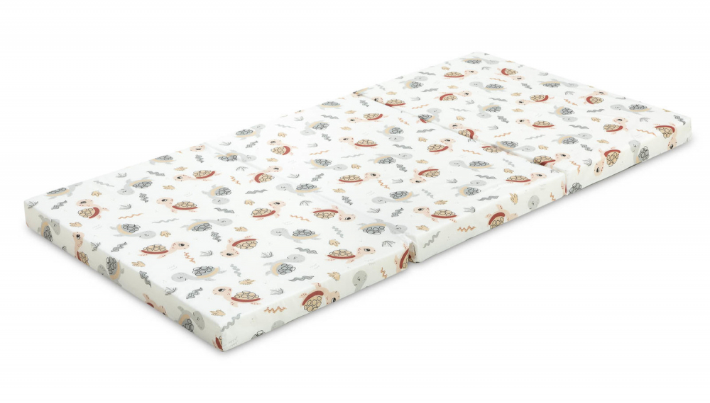Saltea pliabila pentru patut copii Sensillo Turtle 120x60x5 cm,husa detasabila din bumbac,compatibila cu patuturi clasice si pliabile - 3