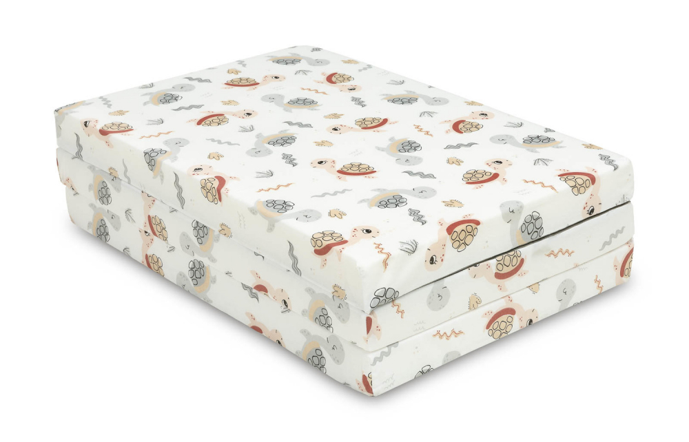 Saltea pliabila pentru patut copii Sensillo Turtle 120x60x5 cm,husa detasabila din bumbac,compatibila cu patuturi clasice si pliabile - 4